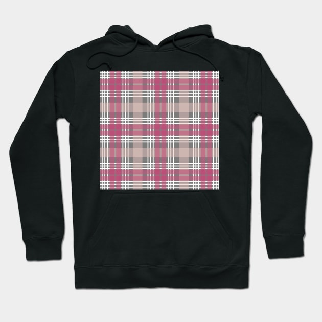 Pink, White and Grey Scottish Tartan Style Design Hoodie by MacPean